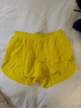 lululemon athletica Bright Yellow Layered Running Shorts
